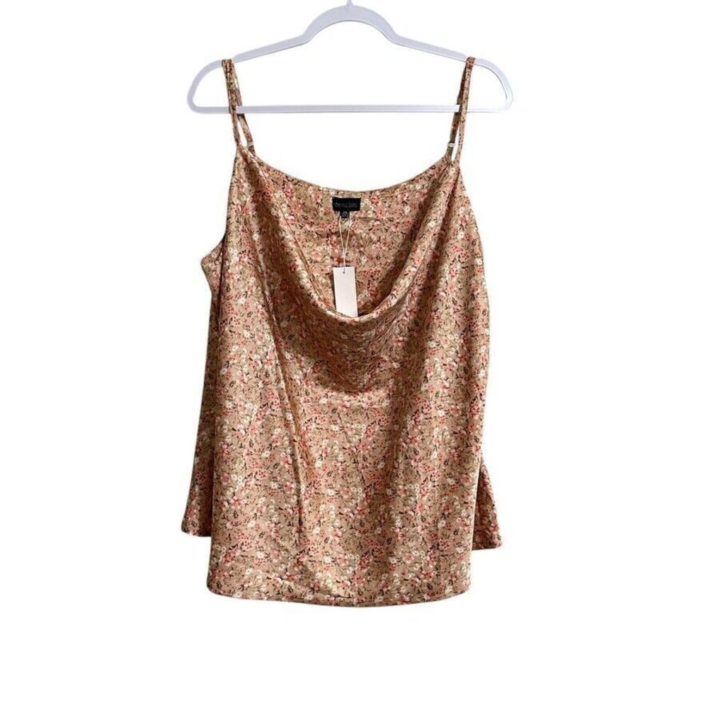 Zenobia Floral Spaghetti-Strap Pullover Top Women 3X Peach Flowey Boho NWT